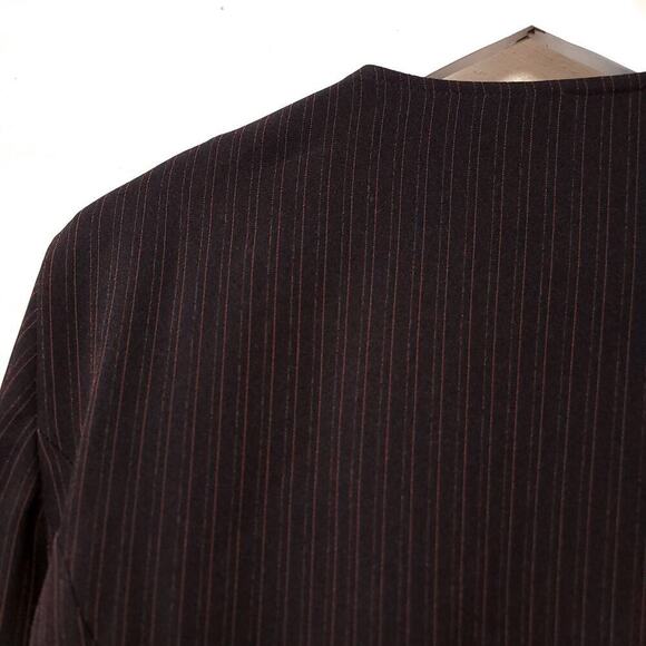 Perceptions Zip Blazer Womens Size 14 Black Red Suit Top Jacket Pin Stripe Suit - Picture 9 of 12